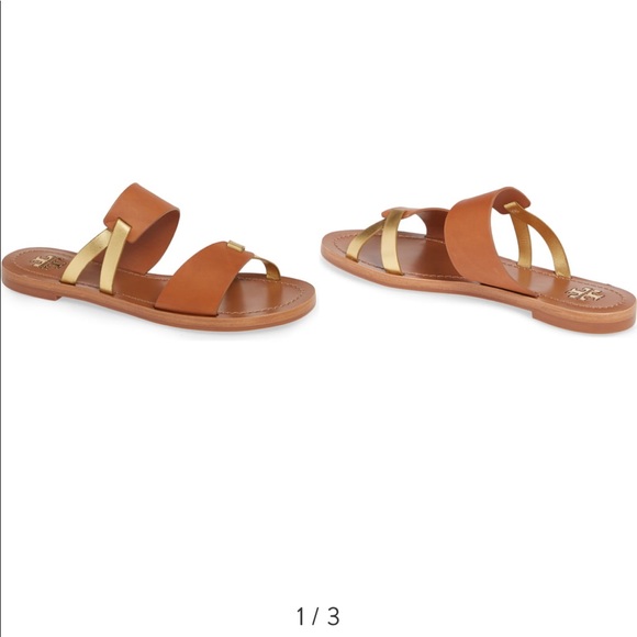 Tory Burch Ravello Slide Gold / Tan - Picture 1 of 4